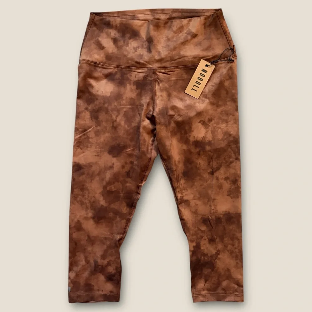 NOBULL Women’s High Rise Crop Tight Toffee‎ Brown Tie Dye size M